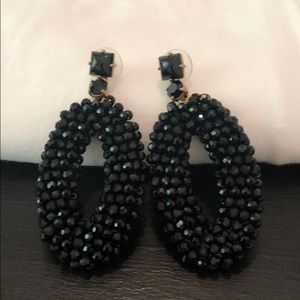 JCrew Black Beaded Drop Earrings